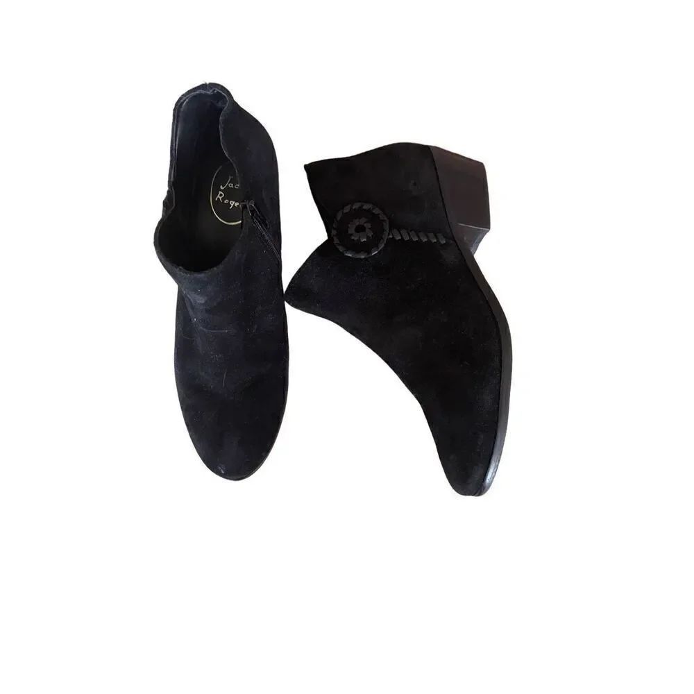 Jack Rogers Women's Black Suede Side Zip Ankle Length Booties Black Size 9M - Picture 8 of 11